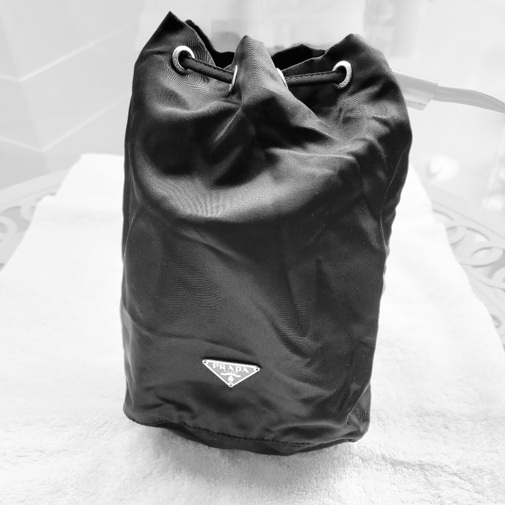 Vintage Prada Tessuto Drawstring Nylon Pouch Bag
